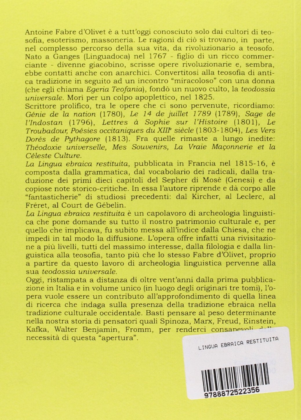 La Lingua Ebraica Restituita - Antoine Fabre d'Olivet