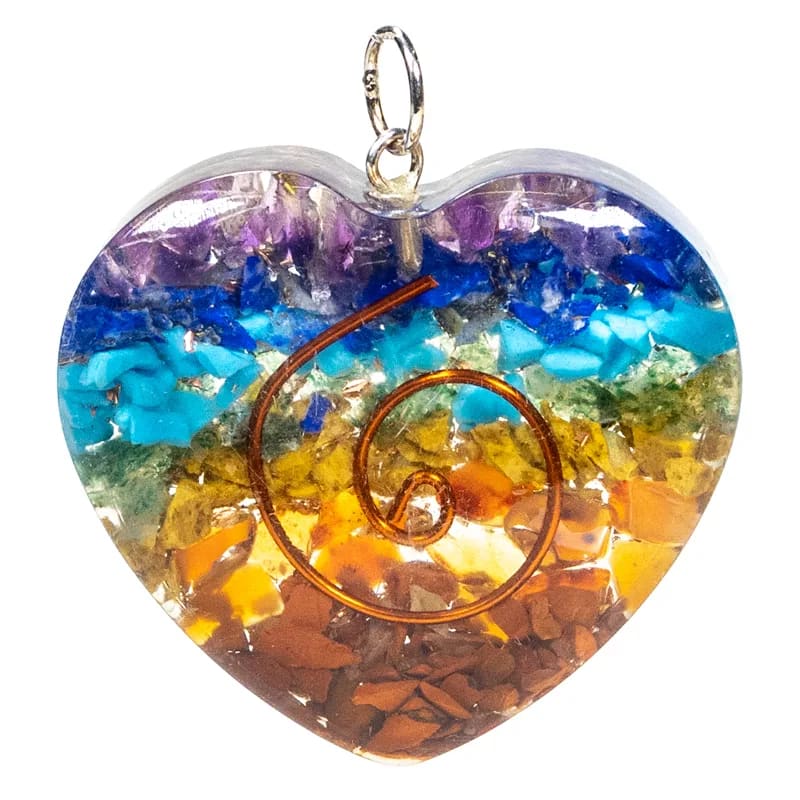 Orgonite ciondolo cuore 7 chakra