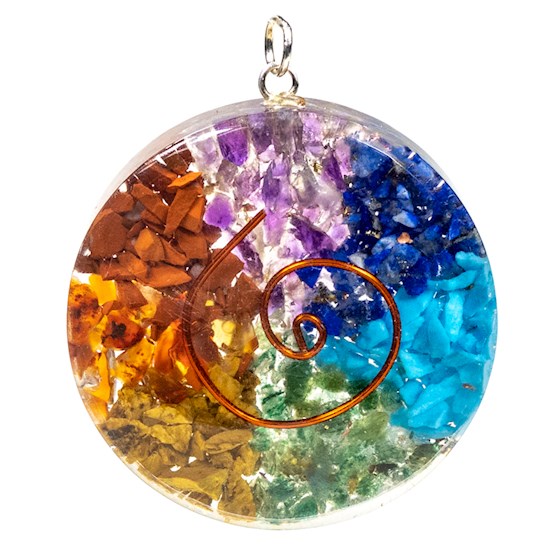 Orgonite ciondolo rotondo 7 chakra