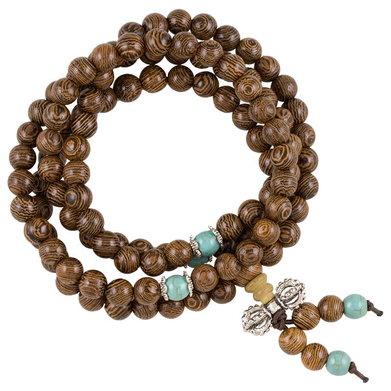 Mala legno grani ornamentali e dorje