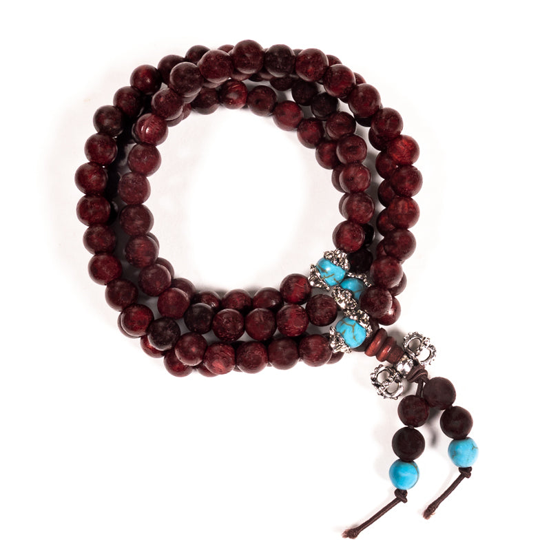 Mala legno grani ornamentali e dorje