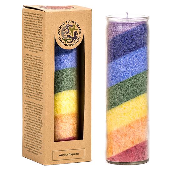 Candela arcobaleno non profumata in vetro