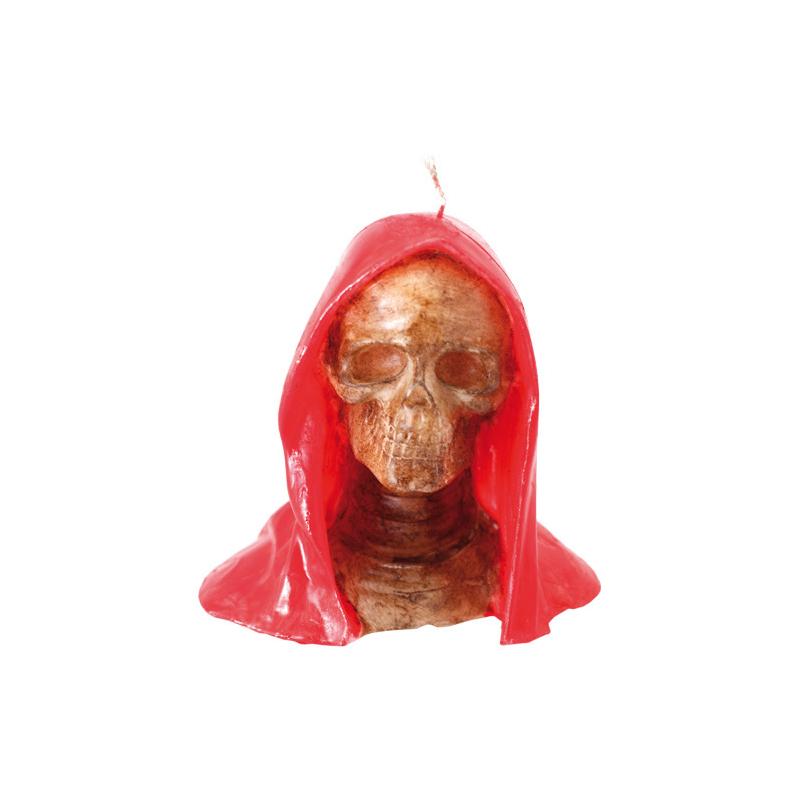 Candela a forma di Santa Muerte con cappuccio