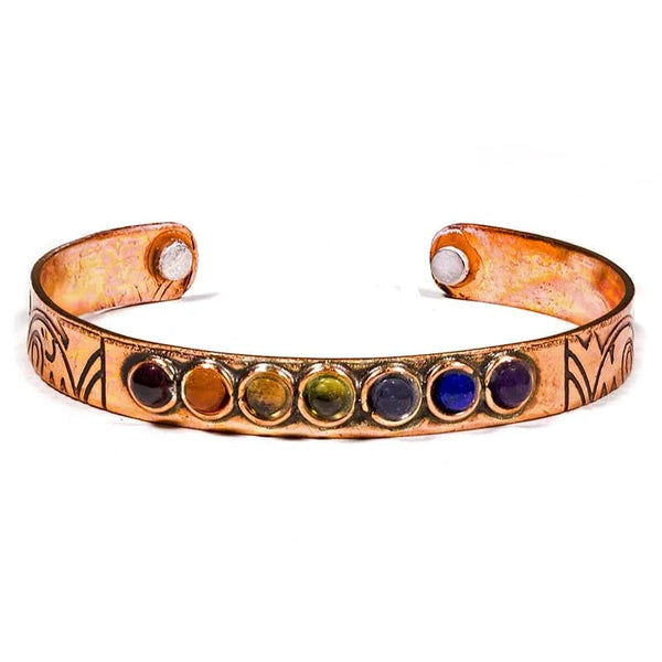 Braccialetto rame magnetico 7 minerali chakra
